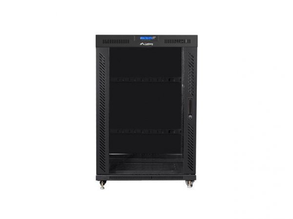 Lanberg Szafa stojąca 19 cali 22U 800x1000 drzwi szklane LCD (flat pack) V2 czarna