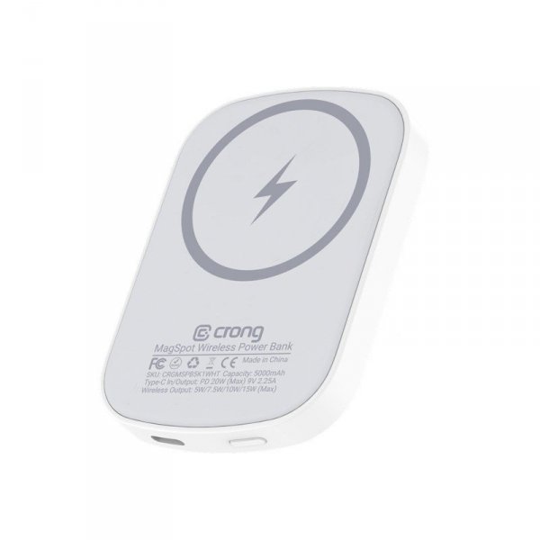 CRONG Bezprzewodowy power bank ultra slim MagSpot z MagSafe 5000mAh, USB-C 20W PD