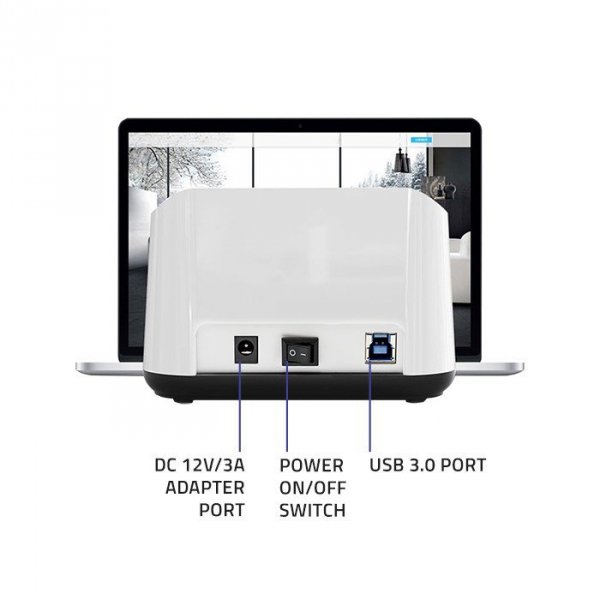 Qoltec Stacja dokująca do dysków HDD SSD 2.5&quot; 3.5&quot; | SATA III | USB 3.0 | Super speed 5Gb/s | z funkcją klonowania off