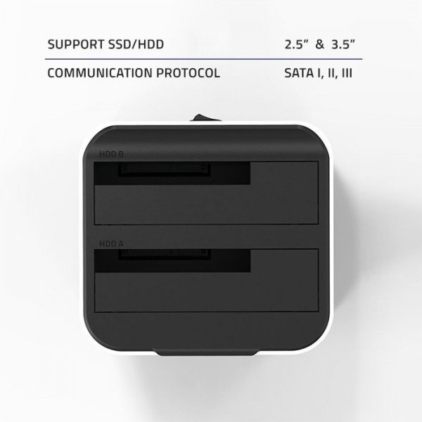 Qoltec Stacja dokująca do dysków HDD SSD 2.5&quot; 3.5&quot; | SATA III | USB 3.0 | Super speed 5Gb/s | z funkcją klonowania off