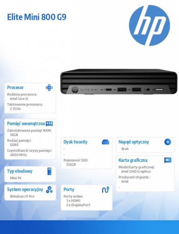 HP Inc. Desktop Elite Mini 800 G9 i5-13600 512GB/16GB/W11P 5M9T5EA