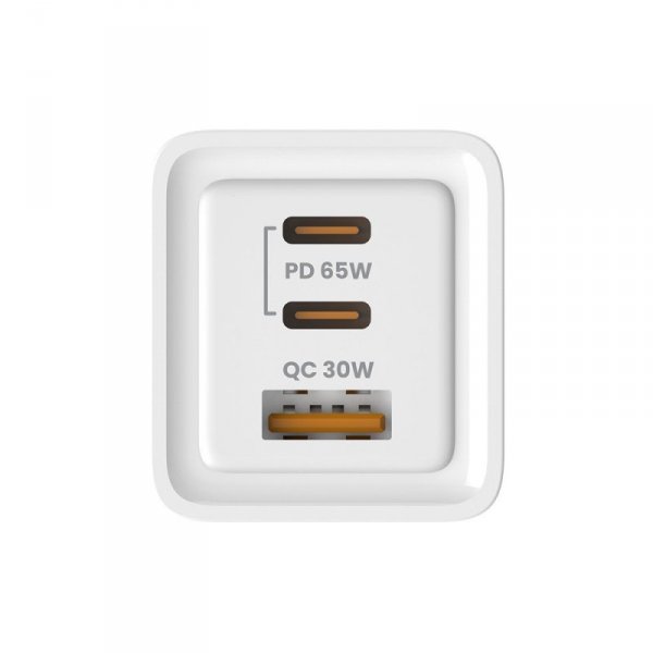Savio Ładowarka sieciowa 65W GaN LA-07 z kablem USB-A-USB typ C 1m, biała