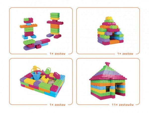 Marioinex Klocki budowlane Cegły 33 elementy Pastel