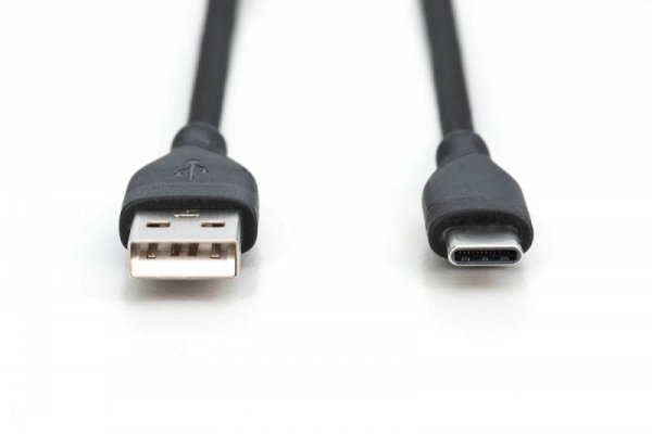 Digitus Kabel zasilający silikonowy USB-A - USB-C, USB 2.0 60W, 2m Czarny