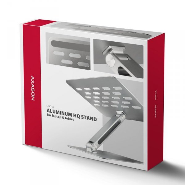 AXAGON Podstawa do laptopów aluminiowa STND-LQ 10-17.3 cali, regulowane kąty nachylenia, Szara