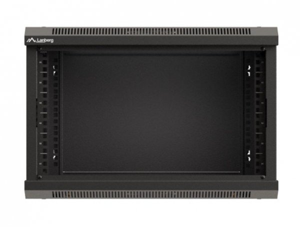 Lanberg Szafa instalacyjna rack wisząca 19&quot; 6U 540x350 czarna drzwi  przeszklone ( flat pack)
