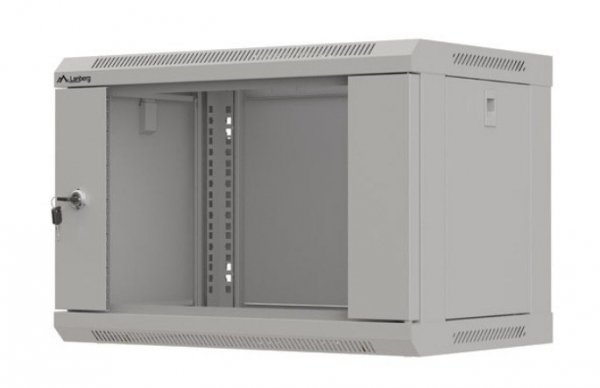 Lanberg Szafa instalacyjna rack wisząca 19&quot; 6U 540x350 szara drzwi przeszklone ( flat pack)