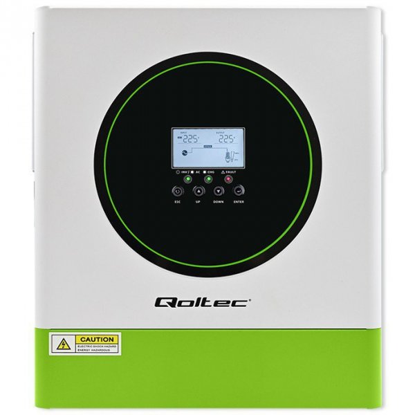 Qoltec Hybrydowy Inwerter solarny Off-Grid 3500W | 100A | 24V | MPPT |  BMS | opcja Wi-Fi | Sinus | Power Factor 1.0