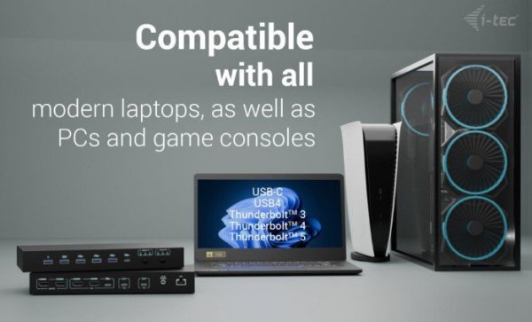 i-tec Stacja dokująca USB-C KVM Dock PRO Three Hosts Dual Video 2x Power Delivery max 92W