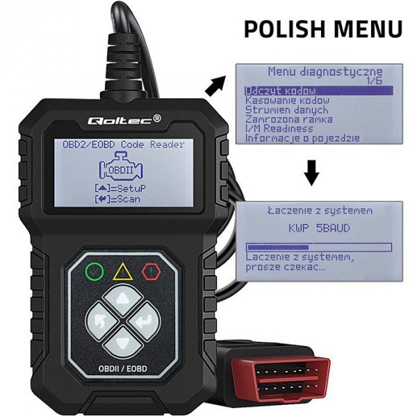 Qoltec Cyfrowy Tester diagnostyczny ProLine | OBDII EOBD | 8V-25V | Dualsystem
