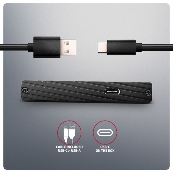 AXAGON EE25-XA6C Obudowa zewnętrzna aluminiowa, USB-C 3.2 Gen 1 SATA 6G 2.5&quot; 5Gbps