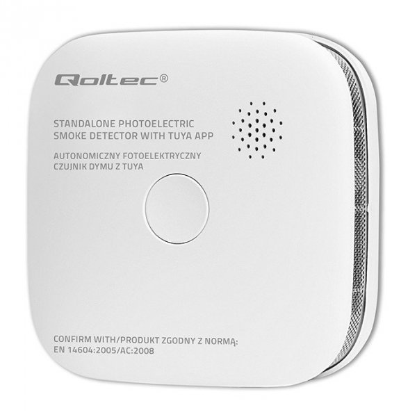 Qoltec Czujnik dymu z baterią | Tuya | Wi-Fi | alarm 85dB | LED