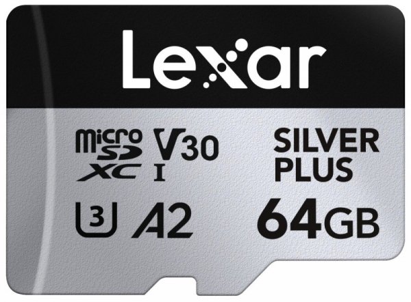 Lexar Karta pamięci microSD 64GB C10 A2 U3 V30 205/100MB/s Silver Plus