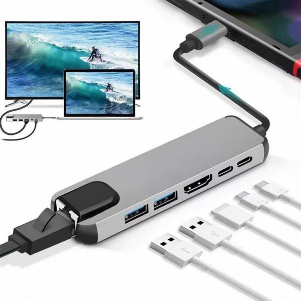Gembird Adapter USB-C Hub USB-C/A LAN HDMI