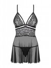 Bielizna-838-BAB-1 babydoll i stringi czarna L/XL