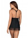 Bielizna-Chiccanta babydoll i stringi czarna  S/M