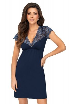 Elegancka koszula nocna z koronką - Melania granatowa