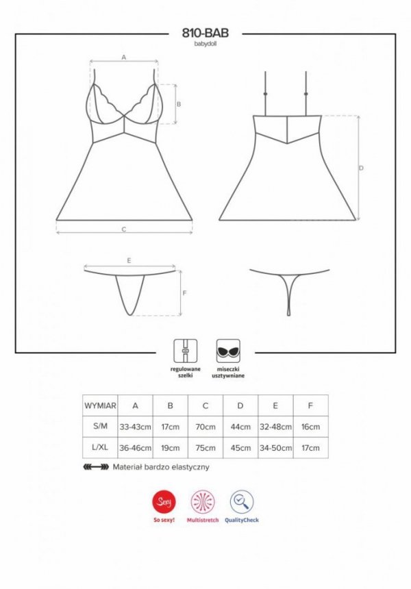 Obsessive 810-BAB-1 babydoll Košilka