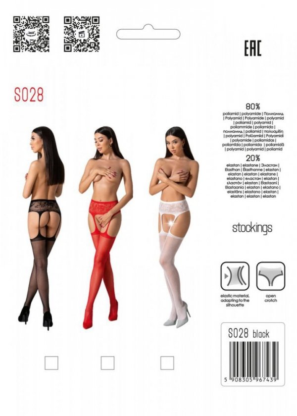 Passion S028 bílé Strip Panty Punčochy