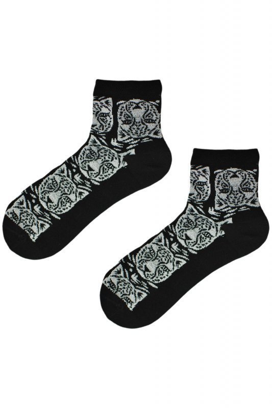 Noviti SB 025 W 02 stříbrný tygr černé Dámské ponožky