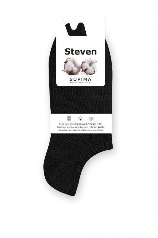 Steven Supima 157 005 černé kotníkové ponožky