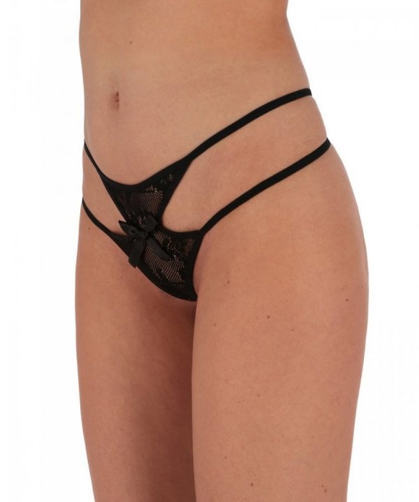 ROSCA THONG Czarne stringi otwarte