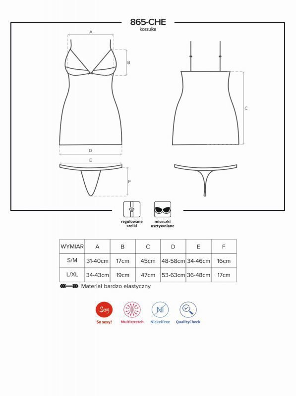 Bielizna-865-CHE-1 koszulka i stringi  S/M