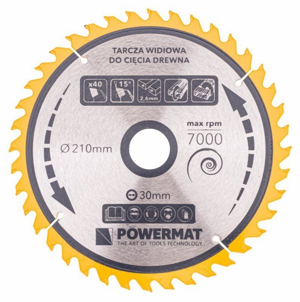 Tarcza widiowa do drewna 210x30 40z TDD-210x30x40Z