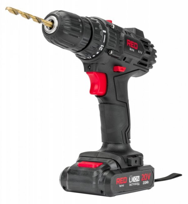 Wkrętarka AKUMULATOROWA Wiertarka LCD 2x Aku 20V Red Technic RTWA0033