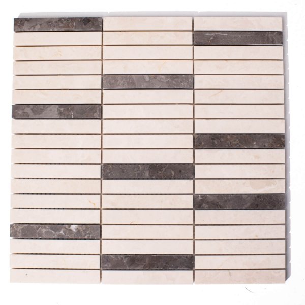 Mozaika z marmuru BEIGE CRYSTALLINO &amp; MOUNT GREY - paski