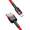 Wytrzymały nylonowy kabel przewód USB - iPhone Lightning QC3 3m - czerwony