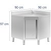 Szafa narożna gastronomiczna z rantem STAL 90 x 90 cm