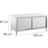 Stół gastronomiczny z szafką drzwi przesuwne 180 x 80 x 87 cm do 500 kg