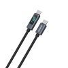 Kabel przewód L7C USB-A - USB-C 100W z wyświetlaczem LED 1m - czarny