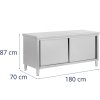 Stół blat roboczy centralny z szafką przelotową STAL 180 x 70 cm