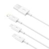 3w1 Kabel przewód Superior Series USB-A - USB-C / iPhone Lightning / micro USB 3.5A 0.5m - biały