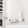 Ładowarka sieciowa GaN 30W USB-A - USB-C z kablem USB-C - biała
