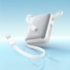Powerbank 10000mAh 22.5W z wbudowanymi kablami USB-C Lightning - biały