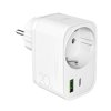 Ładowarka sieciowa USB-A USB-C z gniazdem Schuko PD 20W - biała