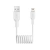 Kabel przewód spiralny USB-A - iPhone Lightning 12W 1m - biały