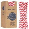 Słomki papierowe BIO ekologiczne PAPER STRAWS 6/205mm - biało-czerwone 250szt.