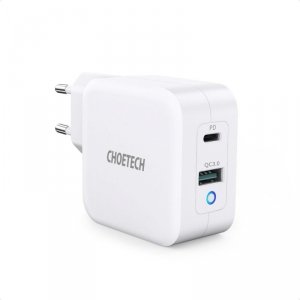 Szybka ładowarka sieciowa GaN USB Typ C PD USB-A QC3.0 65W 3.25A biały
