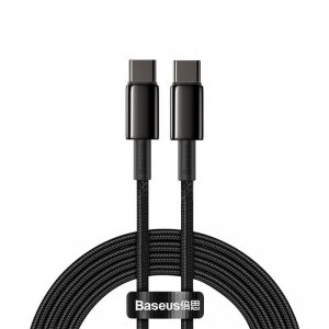 Kabel przewód USB-C - USB-C szybkie ładowanie 100W 2m - cały czarny