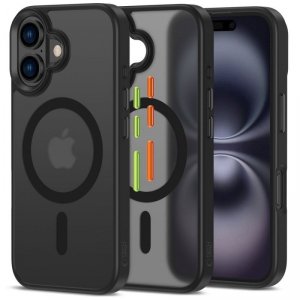 Etui case na iPhone 16 z nakładkami na przyciski MagMat Magsafe - czarny mat