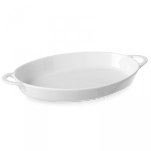 Półmisek do zapiekania owalny z uchwytami 270x180x40mm biała porcelana - Hendi 784020