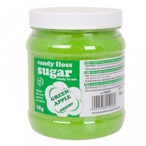 Kolorowy cukier do waty cukrowej zielony o smaku jabłkowym 1kg
