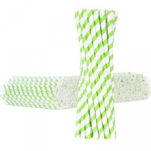 Słomki papierowe BIO ekologiczne PAPER STRAWS grube 8/205mm - biało-zielone 500szt.