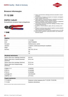 SZCZYPCE TNĄCE PRZEGUBOWE ZE SPRĘŻYNĄ COBOLT 200MM