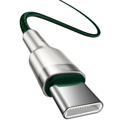 Przewód kabel USB-C - USB-C Cafule Metal Data Power Delivery 100W 2m - zielony