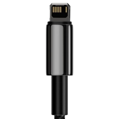 Przewód kabel w oplocie do iPhone USB - Lightning 1m - cały czarny